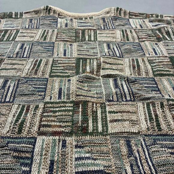 Vintage TSR Geometric Knit Abtract Earth Tone Sweater XL (Made in USA) - Picture 2 of 8